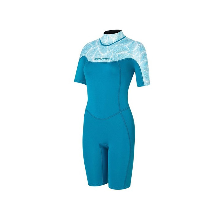 Womens wetsuit NeilPryde Spark S/S Shorty 2/2 BZ Petrol / Floral