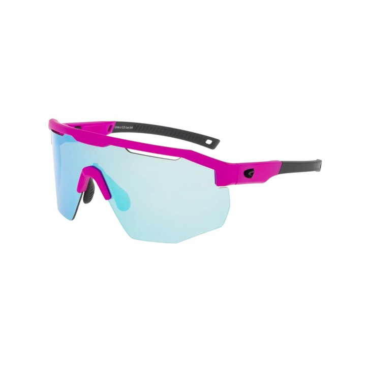 Sunglasses GOG Bike/Run Argo matt neon pink / black - Polycarbonate reflex white-blue lens