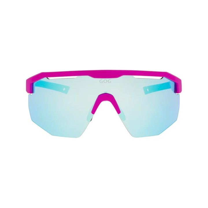 Sunglasses GOG Bike/Run Argo matt neon pink / black - Polycarbonate reflex white-blue lens
