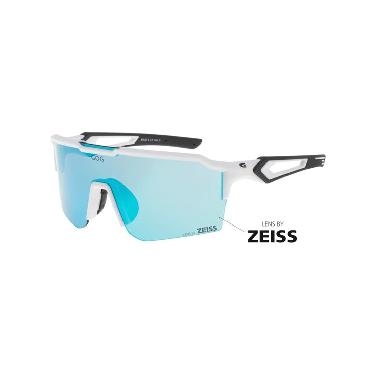 Sunglasses GOG Bike/Run Valhalla matt white/black - Polycarbonate reflex sky-blue lens