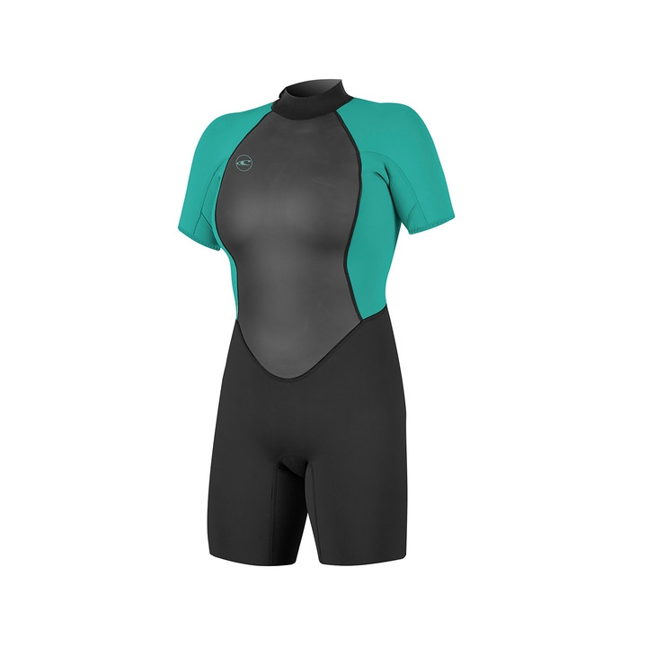 Womens wetsuit O'Neill Reactor-2 Back Zip S/S Spring 2 mm Black/Lightaqua