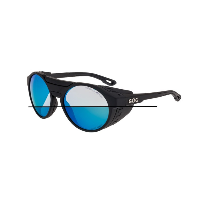 Sunglasses GOG Eyewear Outdoor Manaslu matt black - Photochromic reflex blue lens