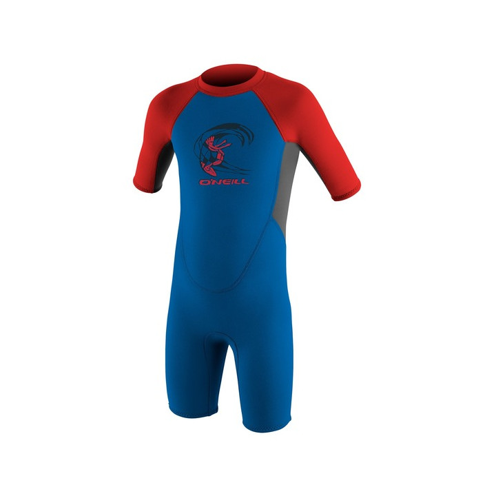 Boys wetsuit O'Neill Toddler Reactor-2 2mm Back Zip S/S Spring Ocean/Graphite/Red