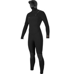 Womens wetsuit O'Neill Hyperfreak 5/4+ Chest Zip Black with Hood