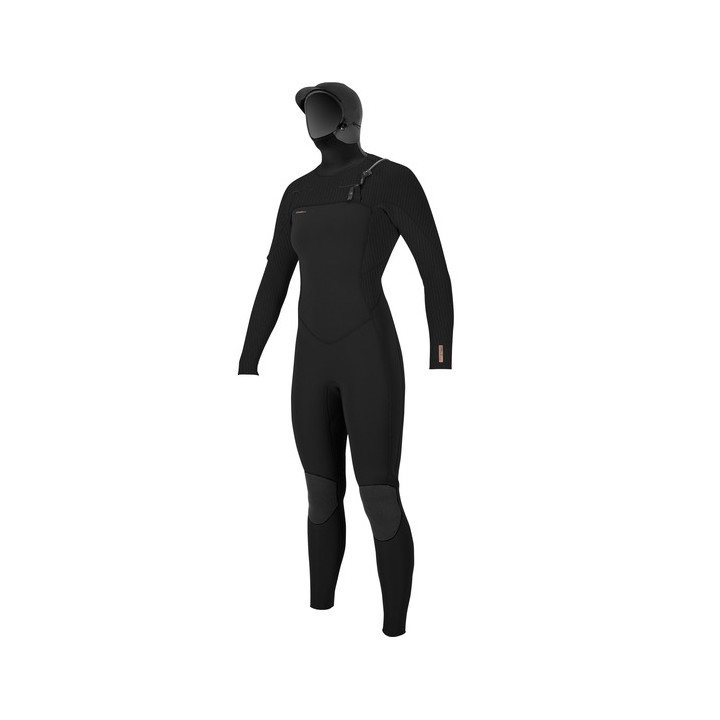 Womens wetsuit O'Neill Hyperfreak 5/4+ Chest Zip Black with Hood