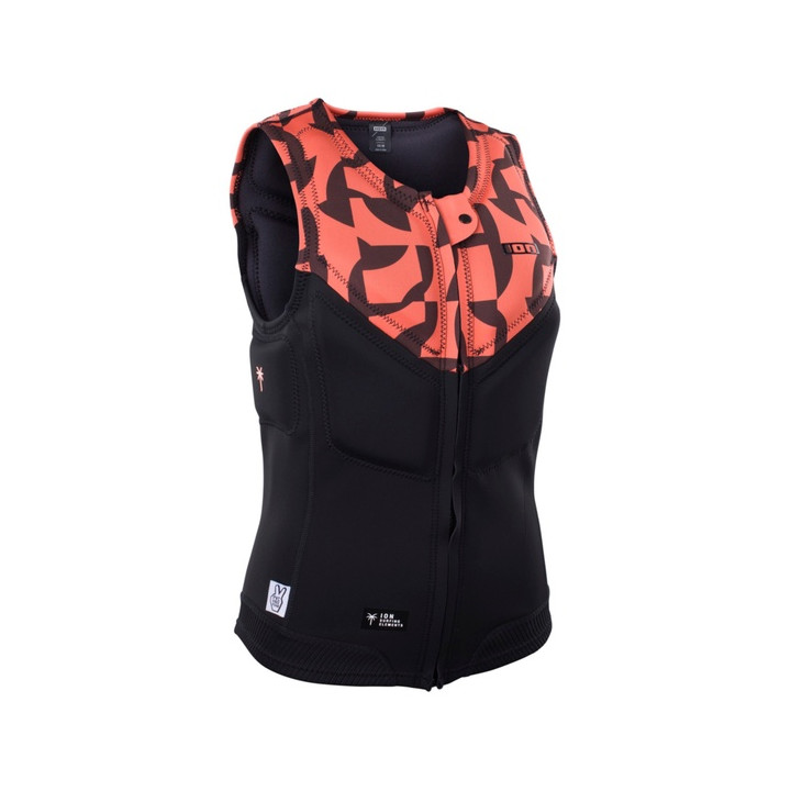 Womens impact vest ION Ivy Front Zip tiger-coral