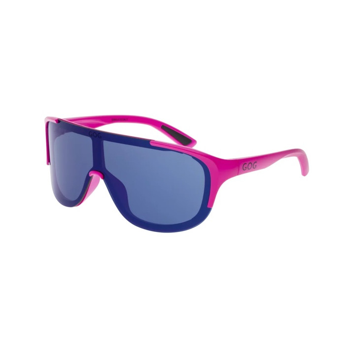 Sunglasses GOG Bike/Run Medusa matt neon pink/black - Polycarbonate reflex blue lens