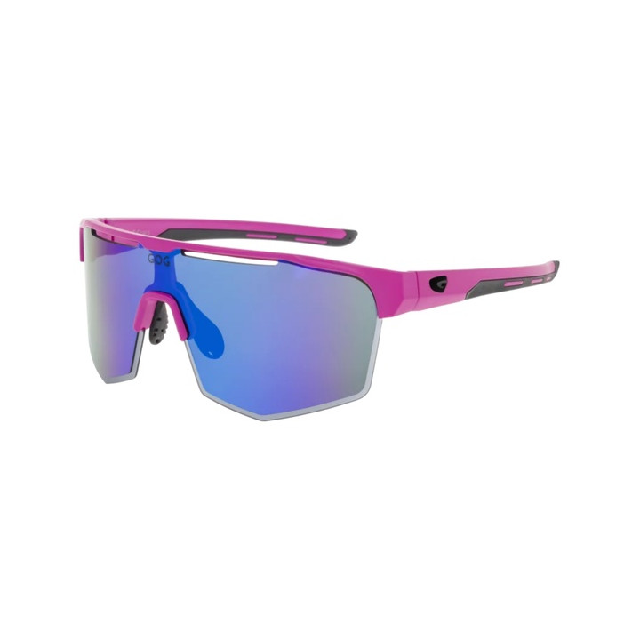 Sunglasses GOG Bike/Run Athena matt neon pink / black - Polycarbonate reflex white-blue lens