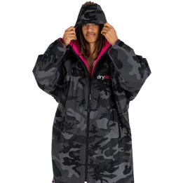 Dryrobe Advance L/S Black Camouflage/Pink Men's Changing Robe