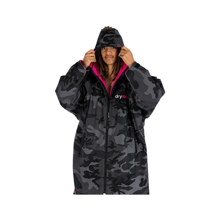Dryrobe Advance L/S Black Camouflage/Pink Men's Changing Robe