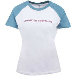 Womens T-Shirt JP-Australia Backprint White/Peacock Blue