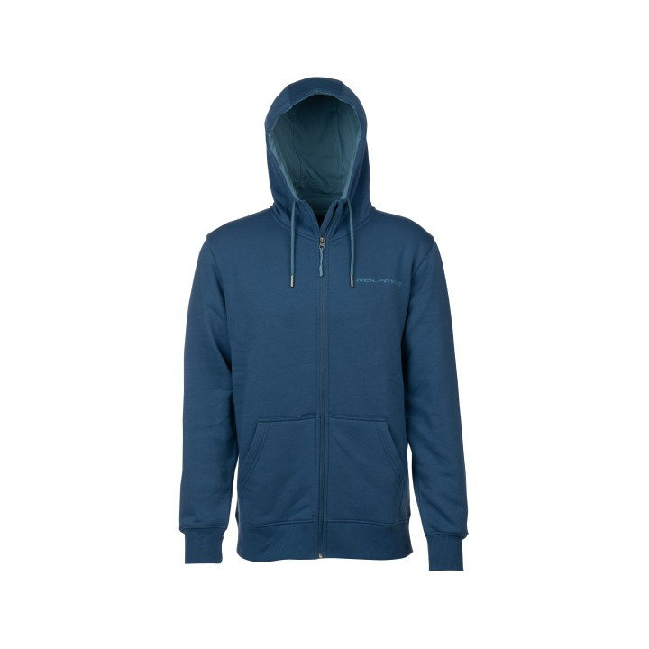 Mens hoodie NeilPryde Zipper Backprint Pacific Blue