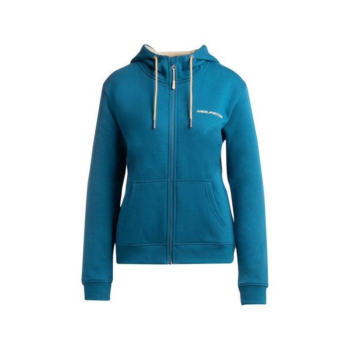 Womens hoodie NeilPryde Zipper Backprint Peacock Blue