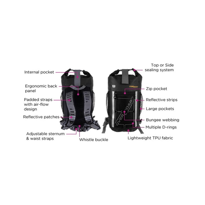 Waterproof Backpack OverBoard Pro Light Backpack 30 L Black