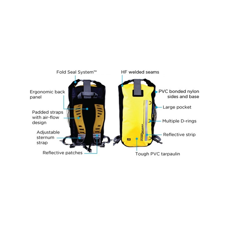 Waterproof Backpack OverBoard 45 L Yellow