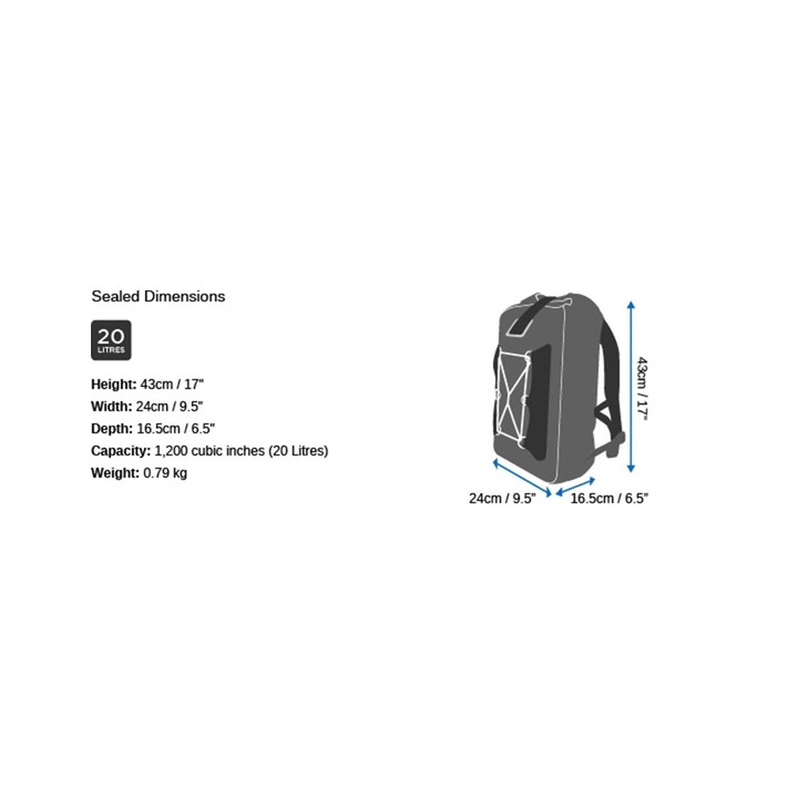 Waterproof Backpack OverBoard Pro Light Backpack 20 L Black