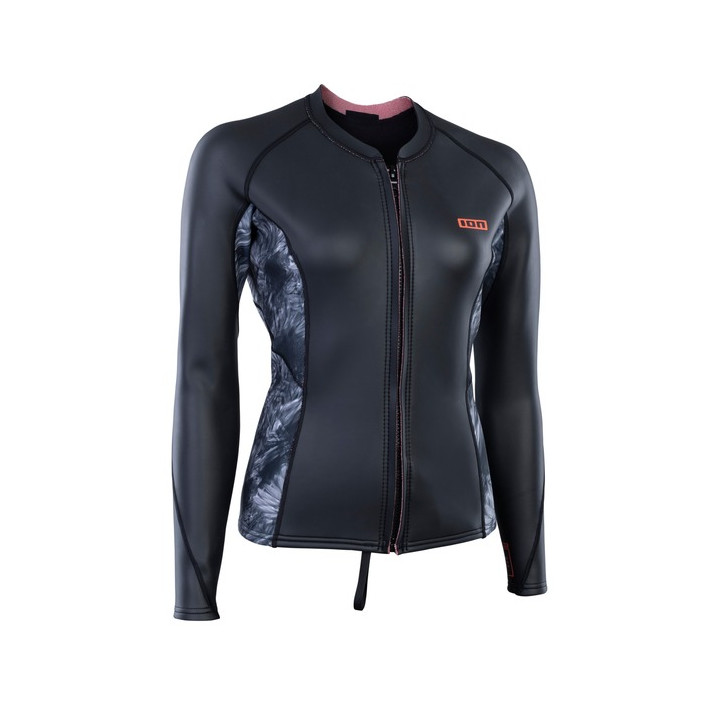 Womens thermal ION Neo Zip Top 2/1 LS Skin Black-Flowers