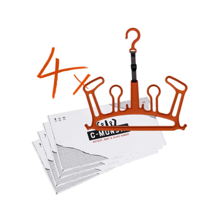 C-MONSTA Wetsuit and Neoprene Accessories Hanger Set - 4 pcs Orange