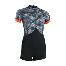 Womens wetsuit ION Amaze Shorty 2.5 SS Back Zip Black-Flowers