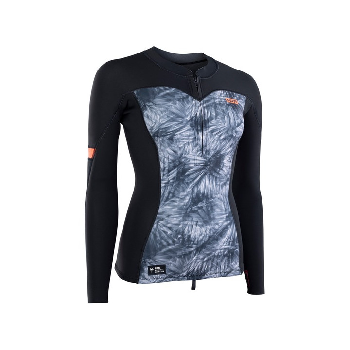 Womens top ION Neo Zip Top 1.5 Black-Flowers