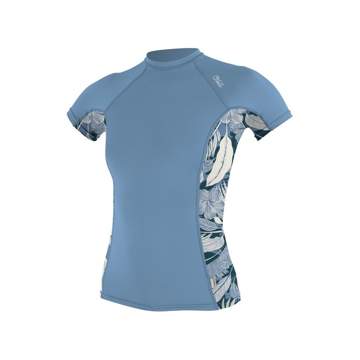 Womens rashguard O'Neill Side Print S/S FadeDenim/PalmenTropical