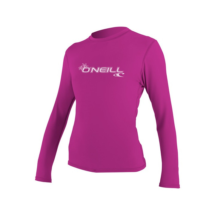 Womens rashguard O'Neill Basic Skins L/S Sun Shirt Fox Pink