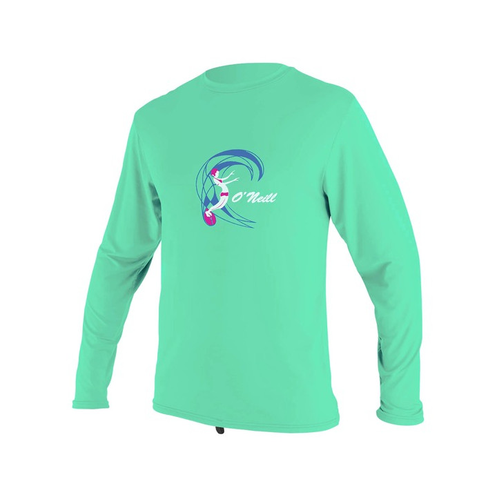 Girls rashguard O'Neill O'Zone L/S Sun Shirt Lightaqua