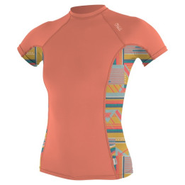 Womens rashguard O'Neill Side Print S/S Burnt Coral/Arta Geo