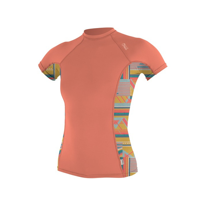 Womens rashguard O'Neill Side Print S/S Burnt Coral/Arta Geo